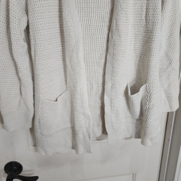 Fat Face Cardigan Sweater Womens 8 White Long Sleeve Pockets Open Front Knit - Picture 5 of 10